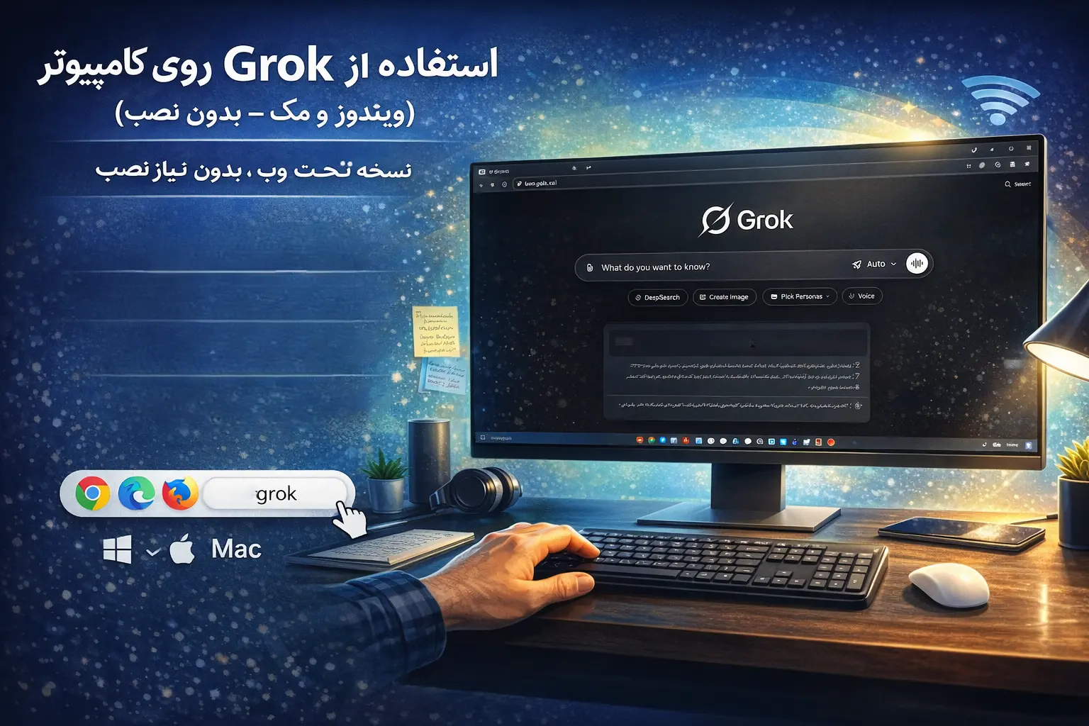 نصب گروک روی کامپیوتر  نسخه تحت وب ( ویندوز و مک - بدون نصب ) 